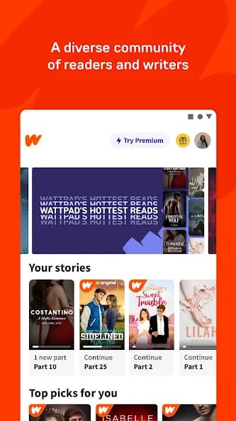Wattpad mobile app screenshot