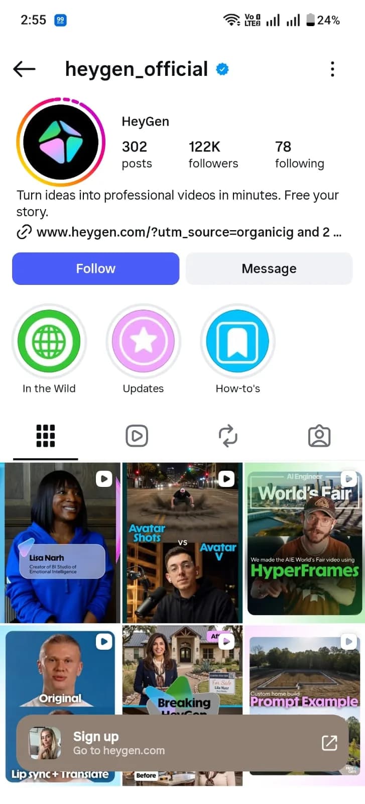 HeyGen Instagram profile screenshot