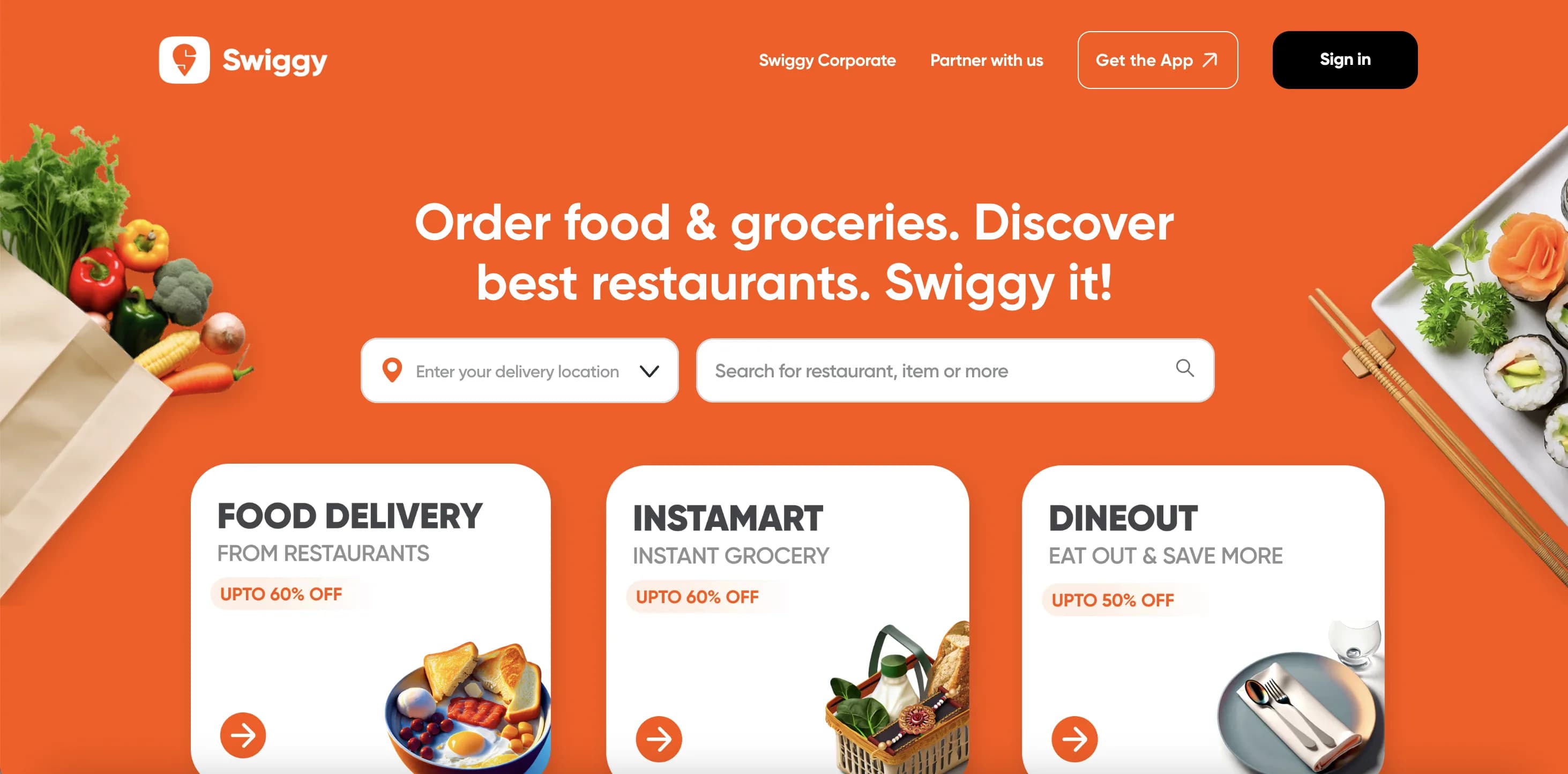 Swiggy website screenshot